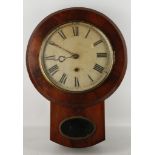 A 19th century mahogany 12" drop dial clock with white painted dial with Roman numerals.