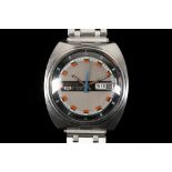 A c.1970's gents stainless steel cased 'Seiko' automatic wristwatch, with grey dial, day-date and