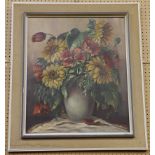 Steinberg, mid 20th century, European. 'Still Life of Summer Blooms'. Oil on canvas, signed lower