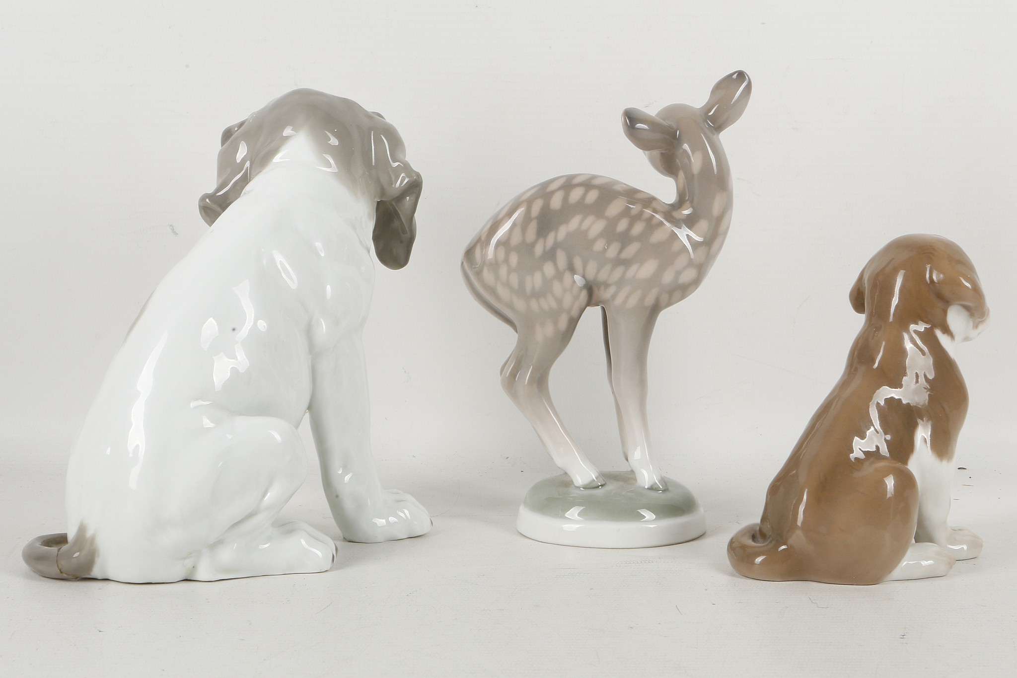 Bing & Groundhal Denmark; studies of a deer, Roebuck fawn, 17.5cm and a seated puppy, 11.8cm and a - Image 2 of 3