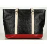 DKNY SHOPPER, grain black and red leather with whi