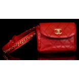 VINTAGE CHANEL WAIST BAG, early 1980s, cherry red