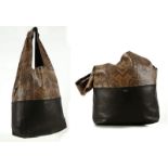 CELINE HOBO CABAS BAG, half in black calf leather