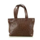 ANYA HINDMARCH MINI OSTRICH HANDBAG, brown ostrich