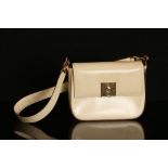 CELINE HANDBAG, cream leather with gilt metal clos