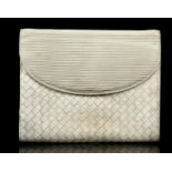 BOTTEGA VENETA CLUTCH BAG, woven white leather wit