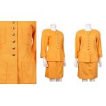 CHANEL BOUTIQUE SKIRT SUIT, 1980s, peach wool with