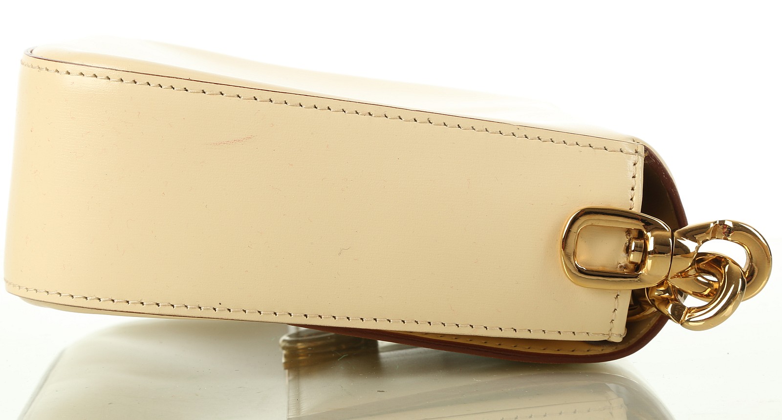 CELINE HANDBAG, cream leather with gilt metal clos - Image 4 of 6