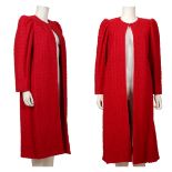 HARDY AMIES COAT, 1960s, cherry red textured wool,