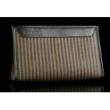 FENDI WASH BAG, striped coated canvas and black le