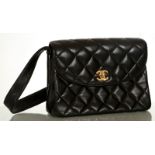 CHANEL FLAP BAG, date code for 1996-97, black quil