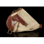 CHRISTIAN DIOR LARGE SADDLE BAG, canvas with leath