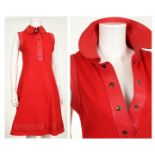 BACCARAT DRESS, 1960s, bright red wool with wide l