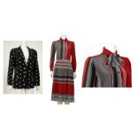 BALENCIAGA 1970s DRESS, red, white, grey and black