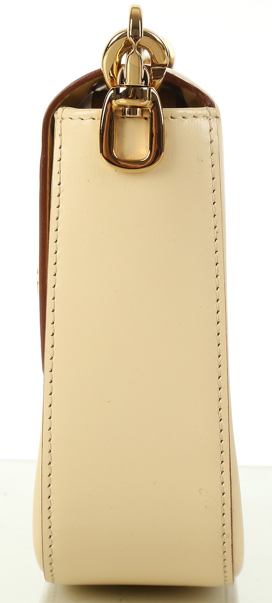 CELINE HANDBAG, cream leather with gilt metal clos - Image 2 of 6
