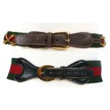 TWO VINTAGE GUCCI BELTS, of various striped design