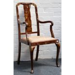 A 1920's mahogany armchair with chinoiserie lacque