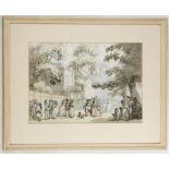 After Thomas Rowlandson. 'The End of the Mall - Spring Gardens'. A colour lithograph of