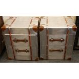 A pair of aluminium clad, aviation style bedside chests, with two drawers inset, 50 x 41 x 51cm high