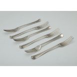 Set of six antique George III Sterling Silver dinner forks by George Smith & William Fearn, London