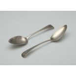 Pair of Antique George III Sterling Silver serving spoons by William Sumner I, London 1806. In Old