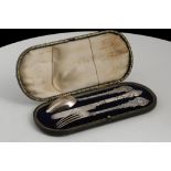 Antique Victorian Sterling Silver child's christening cutlery set by Horace Woodward & Co, Sheffield