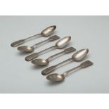 Set of six antique George IV Irish Sterling Silver teaspoons by John Smyth, Dublin 1825. In fiddle