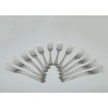 Immaculate set of 12 Antique George III Irish Sterling Silver dessert forks by Samuel Neville,