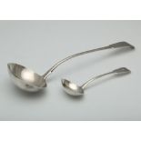 Antique George III Sterling Silver soup ladle & sauce ladle by William Eaton, London 1809. In fiddle