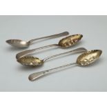 Pair of Antique Victorian Sterling Silver Berry spoons by Charles Boyton, London 1892, with