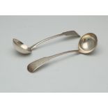 Pair of Antique George IV Sterling Silver sauce ladles by T Bartie, Glasgow 1824. In fiddle pattern,