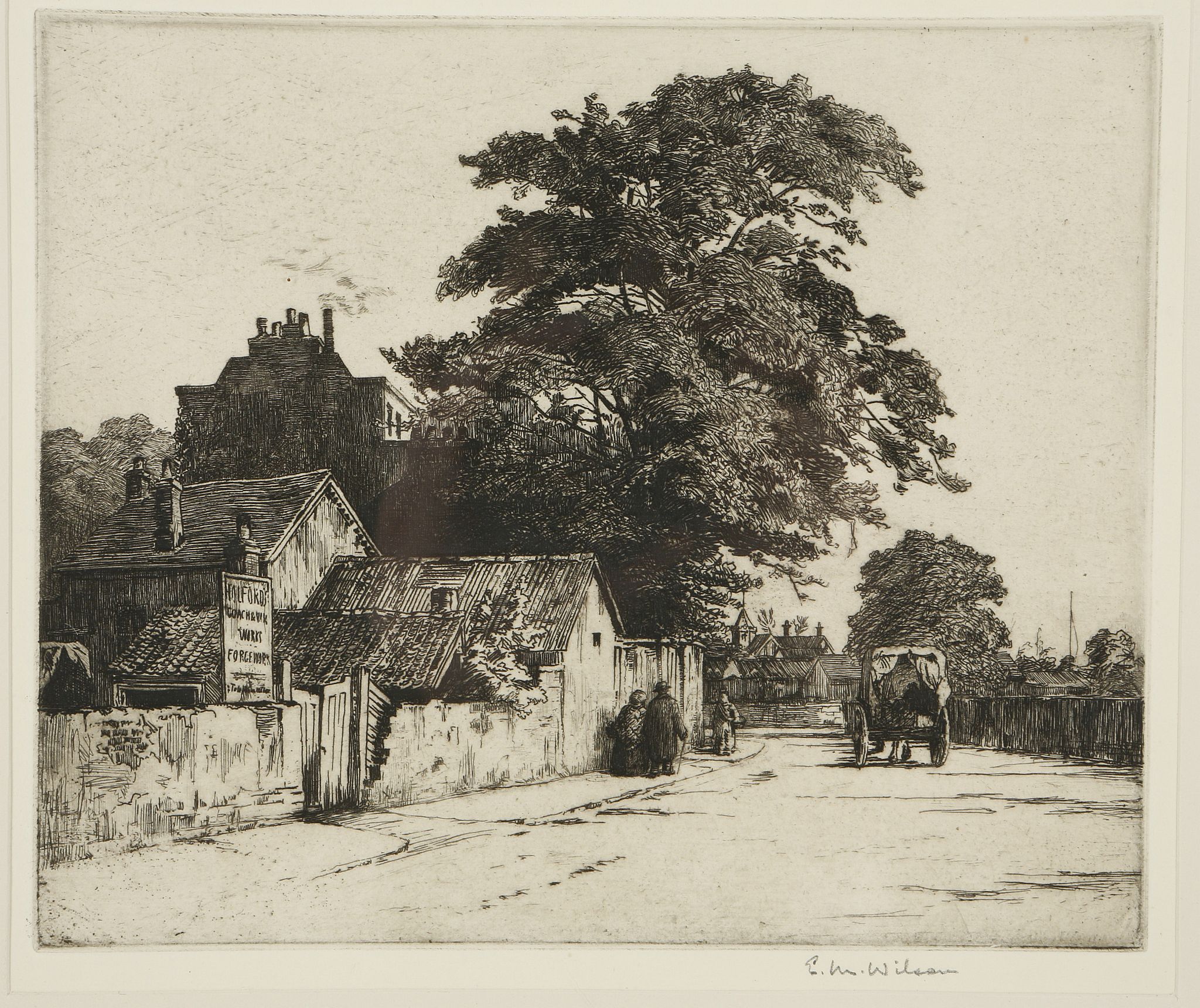 Eli Marsden Wilson 1877-1965, A.R.C.A. 'Horn Lane, Acton'. A good dry point etching with aquatint. - Image 2 of 9