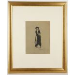 Emile Bernard 1868-1941. 'La Dame au Manchon', 'Lady with a Muff'. Woodblock, single colour, Signed.