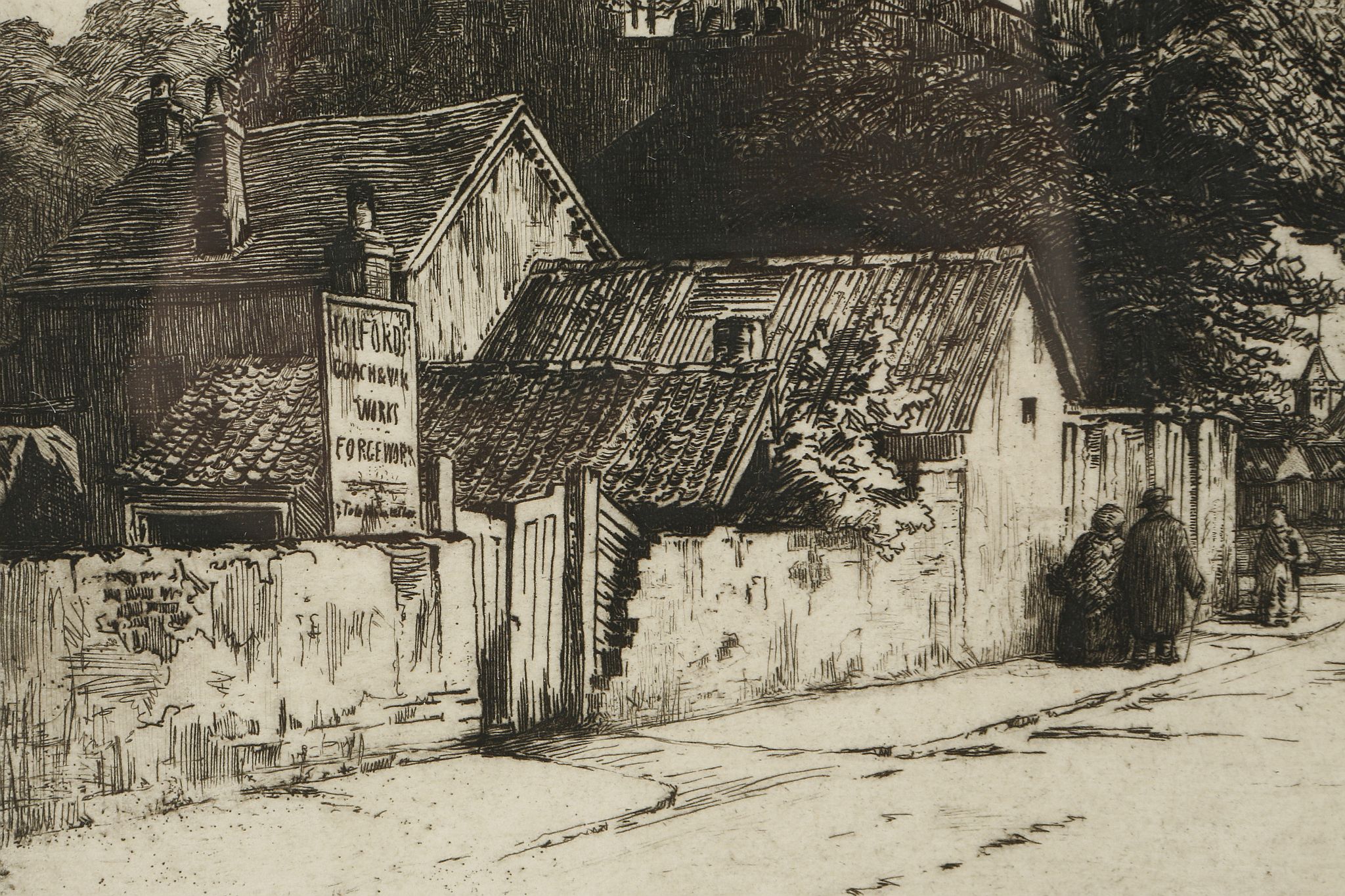 Eli Marsden Wilson 1877-1965, A.R.C.A. 'Horn Lane, Acton'. A good dry point etching with aquatint. - Image 7 of 9