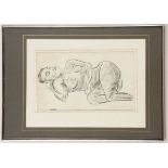 Attributed to Jacob Epstein 1880-1959. Two reclining nude studies, in pencil and charcoal. Both