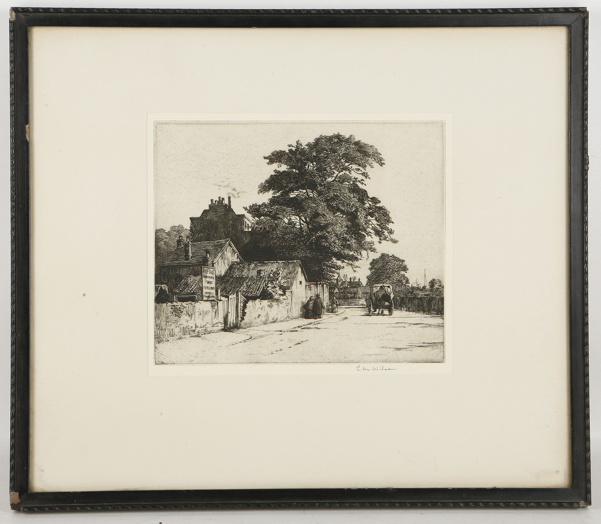 Eli Marsden Wilson 1877-1965, A.R.C.A. 'Horn Lane, Acton'. A good dry point etching with aquatint.