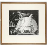 Frank Brangwyn R.A. 1867-1956. 'The Scene at Paddington, the Funeral of King Edward'. Lithograph