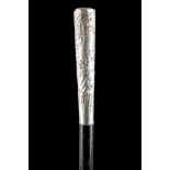 A TIFFANY SILVER TOPPED WALKING CANE. With long 'M