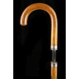 A GENTLEMAN'S CROOK HANDLE WALKING CANE. Circa 189