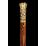 A RARE 18TH CENTURY GOLD TOPPED CANE. By William C