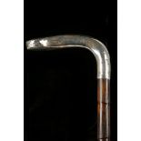 A HALLMARKED SILVER SUNDAY 'GOLF CLUB PUTTER' CANE