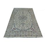 Persian wool and silk nain carpet, 3.40m x 2.40m,