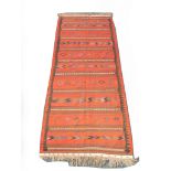 Afghan Kilim rug, 2.84m x 1.21m, condition rating