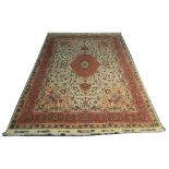 A fine 50 Raj wool and silk, Tabriz carpet with si