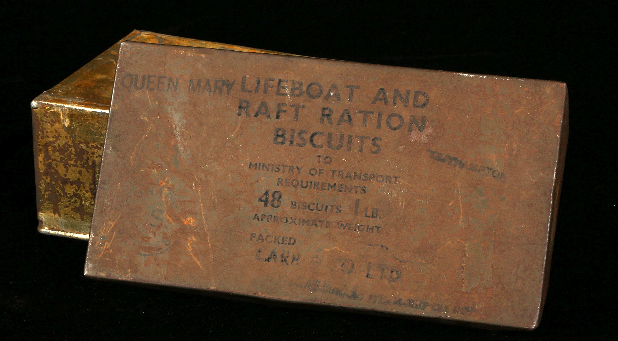 (HMS) Queen Mary stamped Life Boat & Raft Ration t - Image 2 of 2