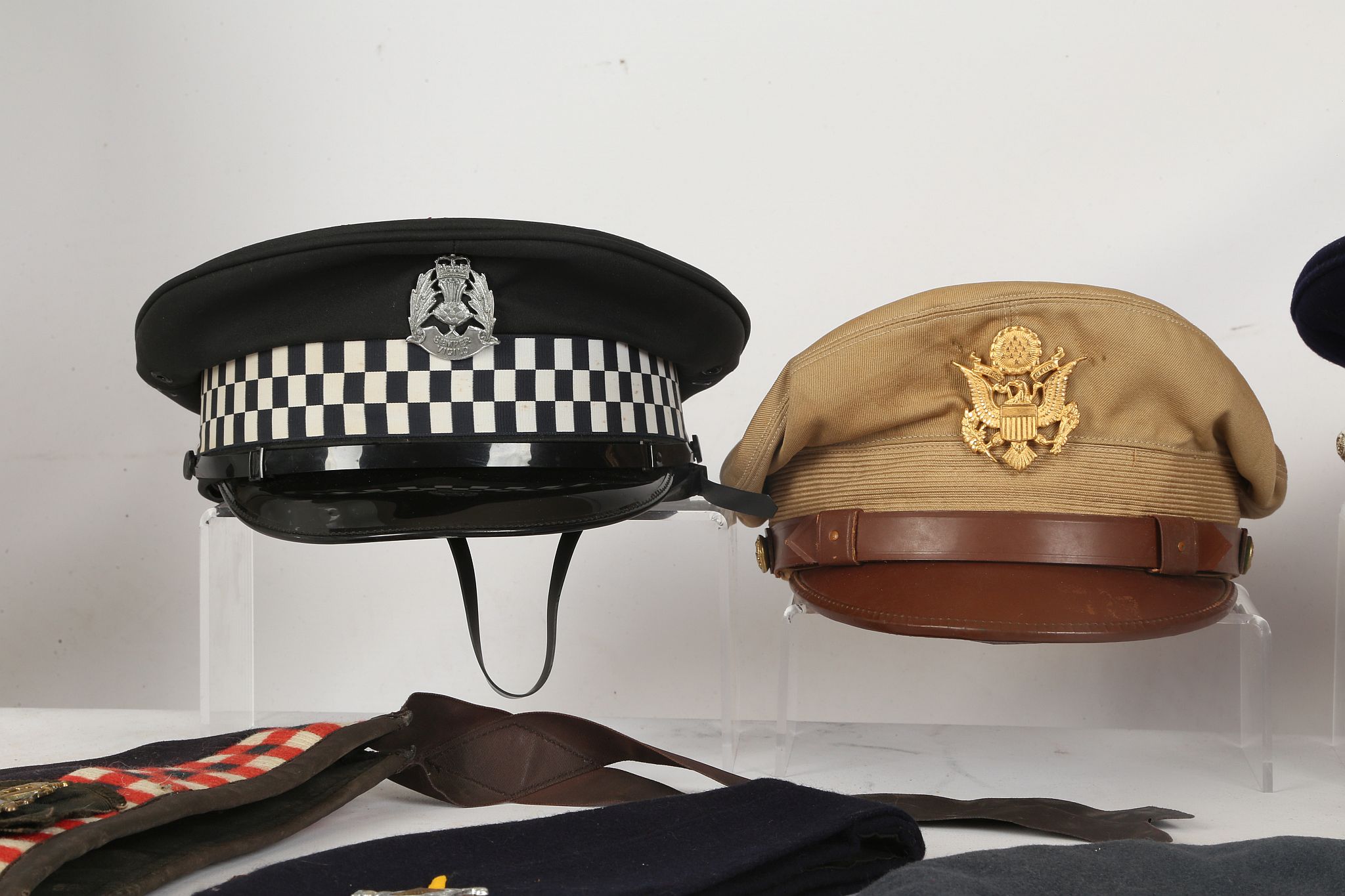 American forces peak cap, WWII, Glengarry and an I - Image 2 of 6