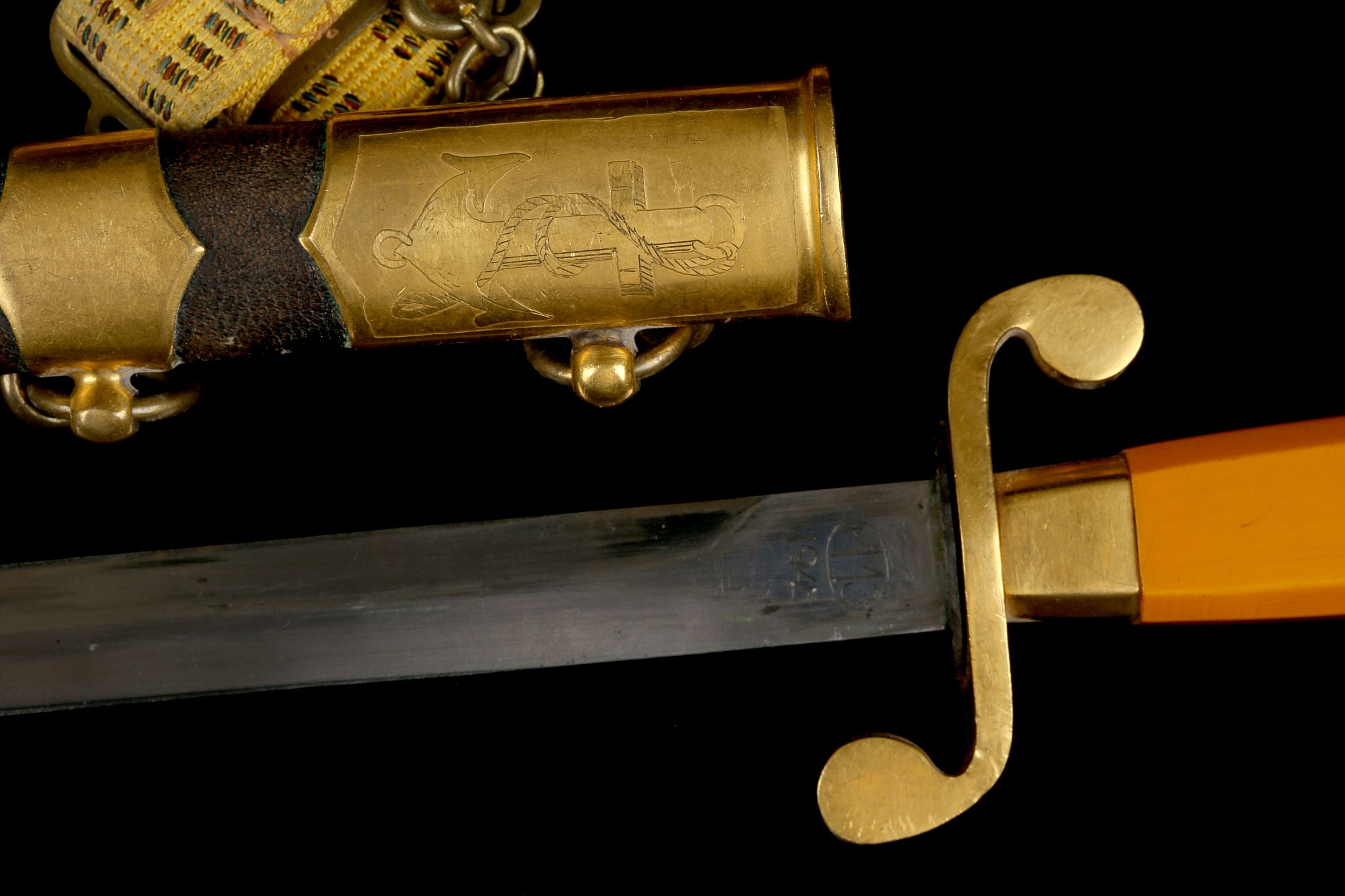 Russian Naval Dirk dagger, brass hilt with Soviet - Image 6 of 8