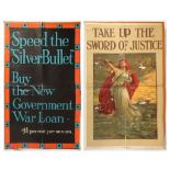 WWI posters; 'Take up the sword of justice', produ