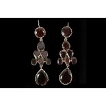 A pair of Georgian style 9ct gold and garnet set p