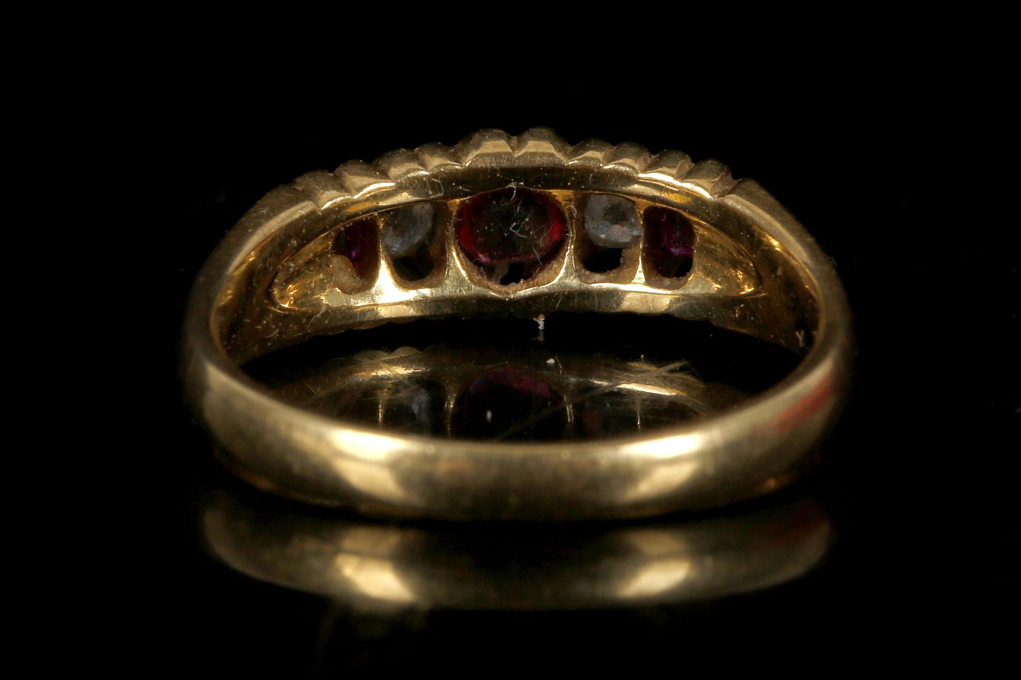 A Victorian 18ct gold, ruby and diamond five stone - Image 2 of 2